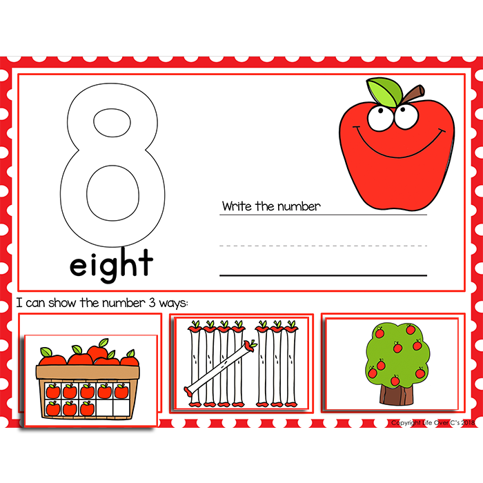 Apple Number Recognition Mats 1-20 | Ten-frames, Array, Tally Marks