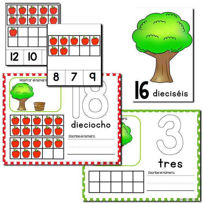 Apple Theme Numbers 1-20 SPANISH | Counting to 20 | Math Centers