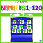 Numbers 0-120 Hide & Seek Pocket Chart Cards | Apple Tree Theme