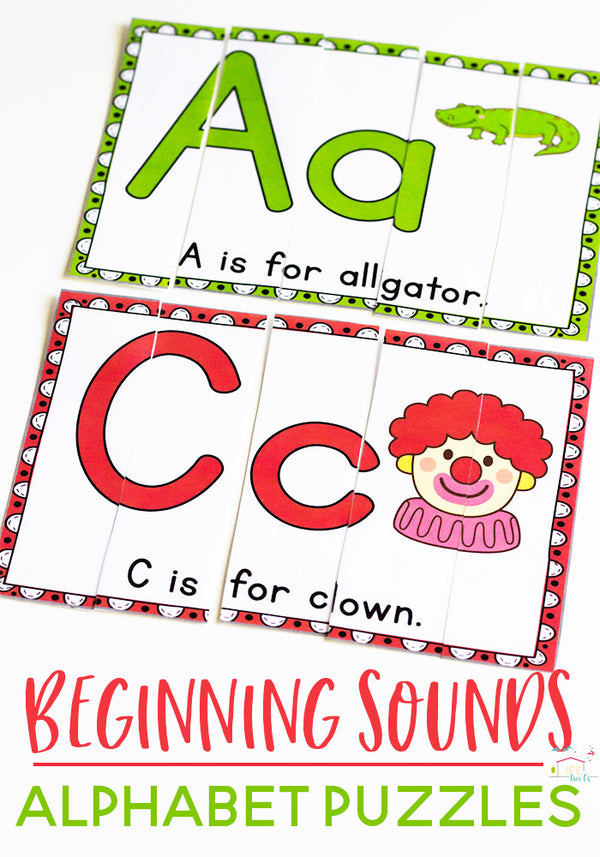 Kids will love learning their beginning sounds with these adorable low-prep printable alphabet puzzles. Perfect for preschoolers or beginning kindergarteners. Each beginning sound puzzle features an uppercase and lowercase letter.