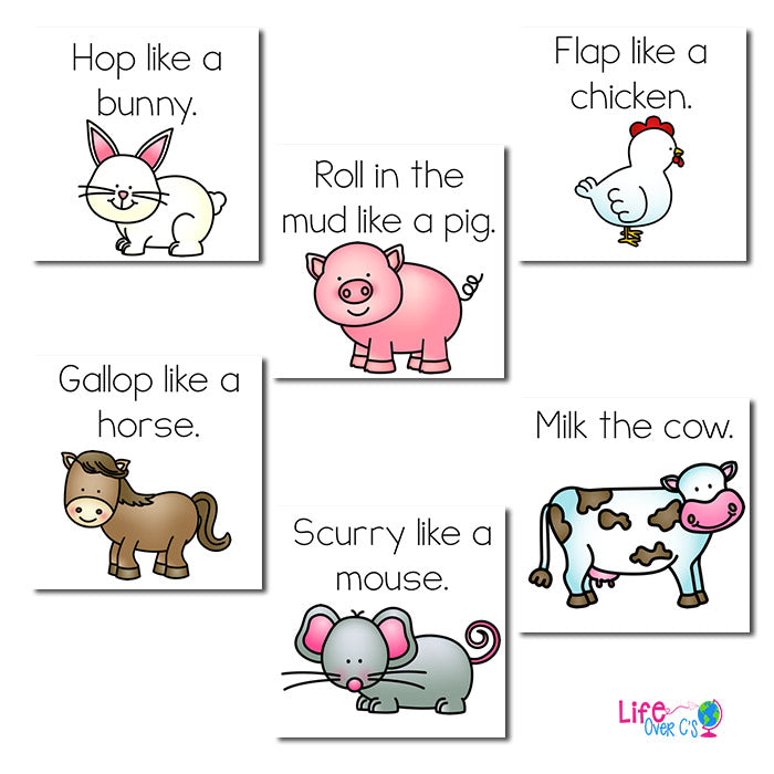 Brain Break Cube | Farm Animal Theme