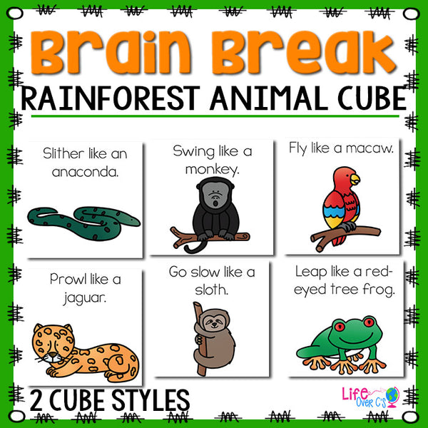 Brain Break Cube | Rainforest Animal Theme