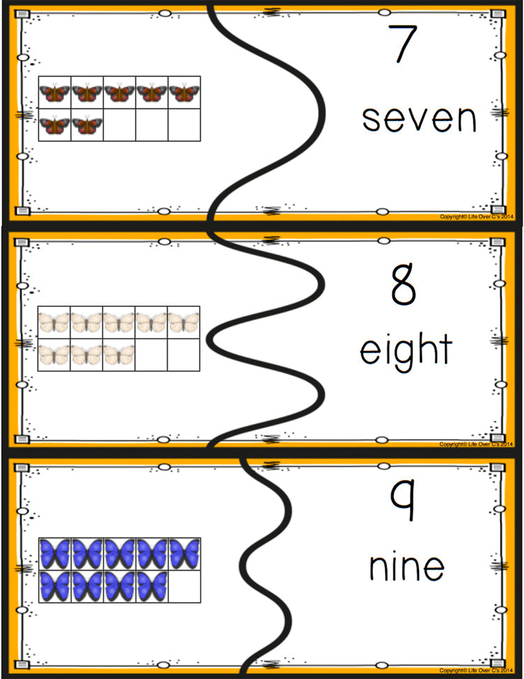 Butterfly Life-Cycle Puzzles for Numbers 1-20