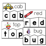 120+ CVC Word Puzzles to help your kindergarteners learn how to create CVC words. 2 levels included for easy differentiation. Perfect for your literacy center! #literacycenter #kindergarten #cvcwords