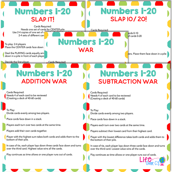10 Card Games for Numbers to 20