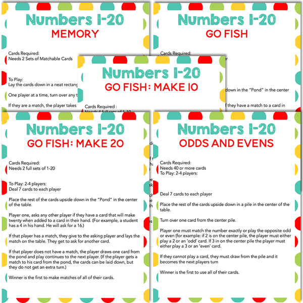 10 Card Games for Numbers to 20