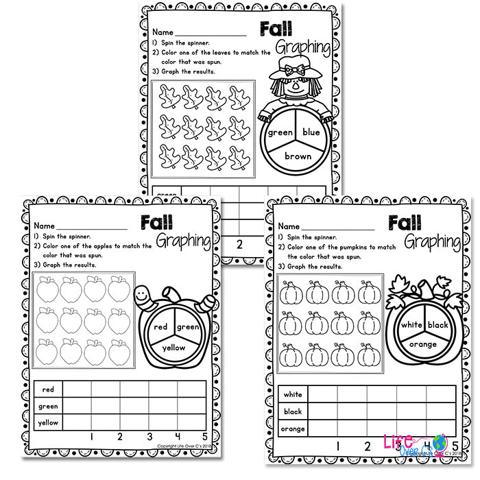 Fall graphing activities for kindergarten.