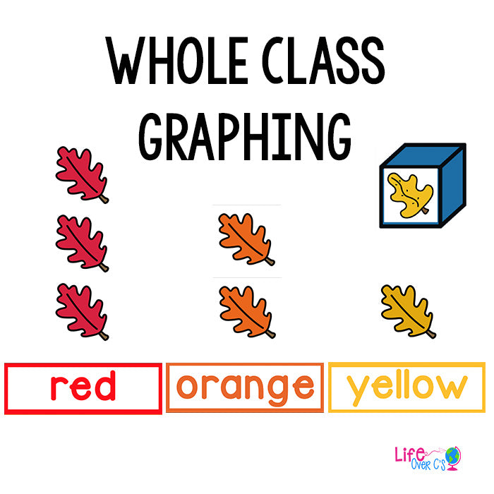 Fall themed graphing activities for color recognition. Great for preschool math centers.