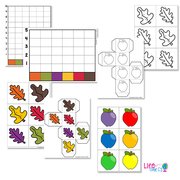Fall graphing activities for kindergarten to build color recognition.
