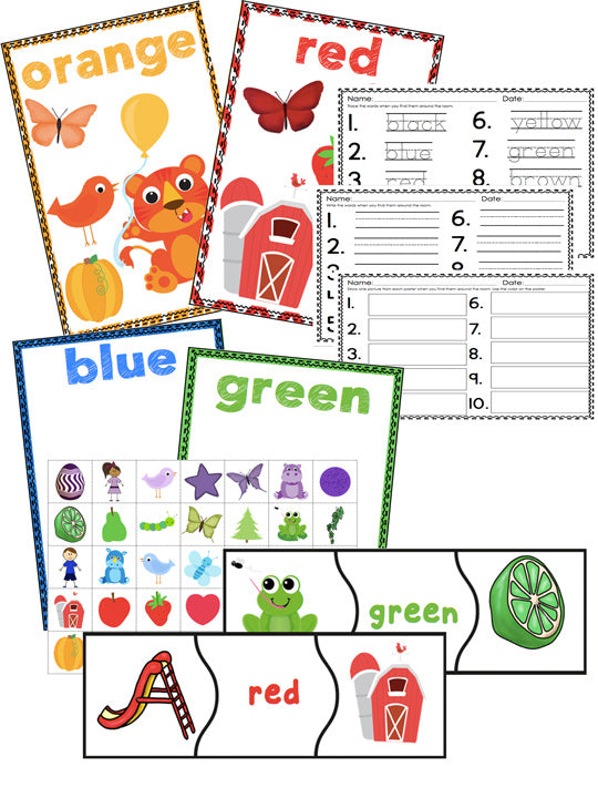 Learning colors has never been so fun! This Color Math and Literacy pack is FULL of activities!! Patterns, play dough, measurement, sorting, matching and MUCH more!!!