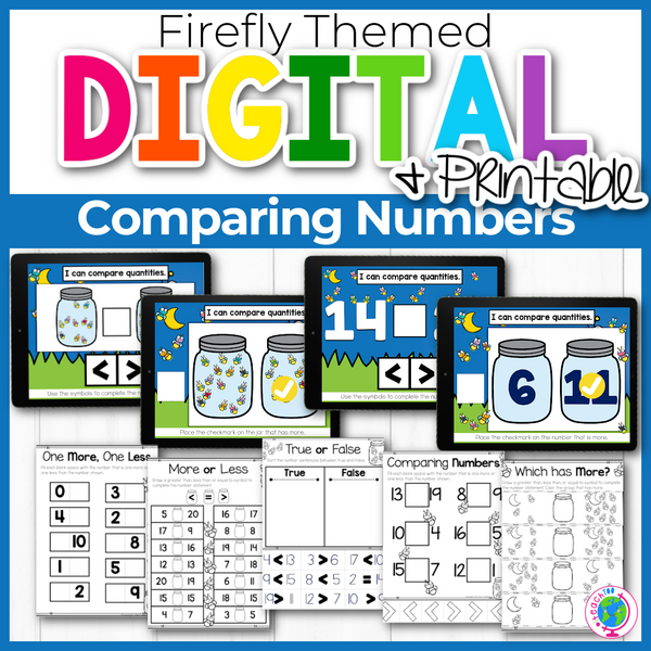 Comparing Numbers 1-10 Firefly Theme Digital and Printable Activities