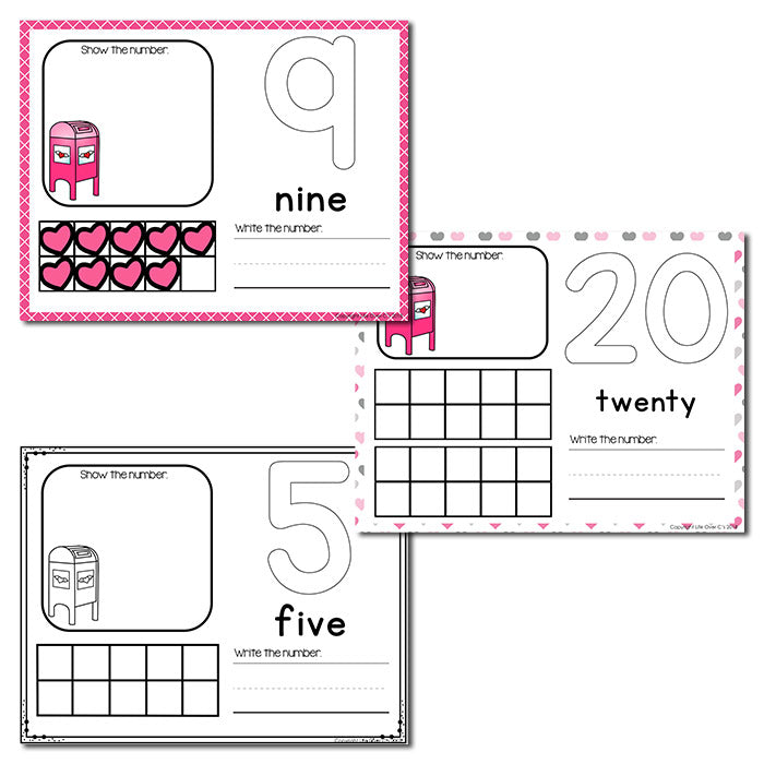 Valentine Theme Numbers 1-20 Counting Activities | Counting to 20 | Math Centers