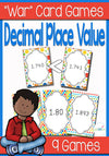 These Decimal Place Value "War" card games are a fun way to learn how to write and read decimals. Compare between hundredths and thousandths with this face-paced partner card game game.