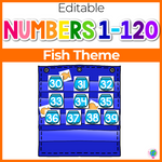 Numbers 0-120 Hide & Seek Pocket Chart Cards | Fish Theme