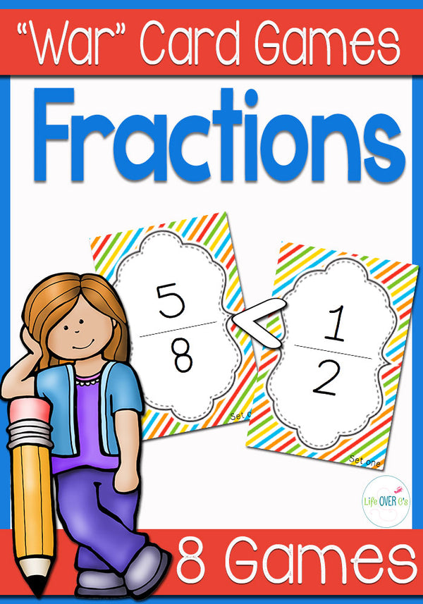 This fraction war card game set comes with 8 levels! From beginner to advanced your students will love learning about equivalent fractions!