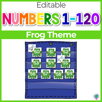Numbers 0-120 Hide & Seek Pocket Chart Cards | Frog Theme
