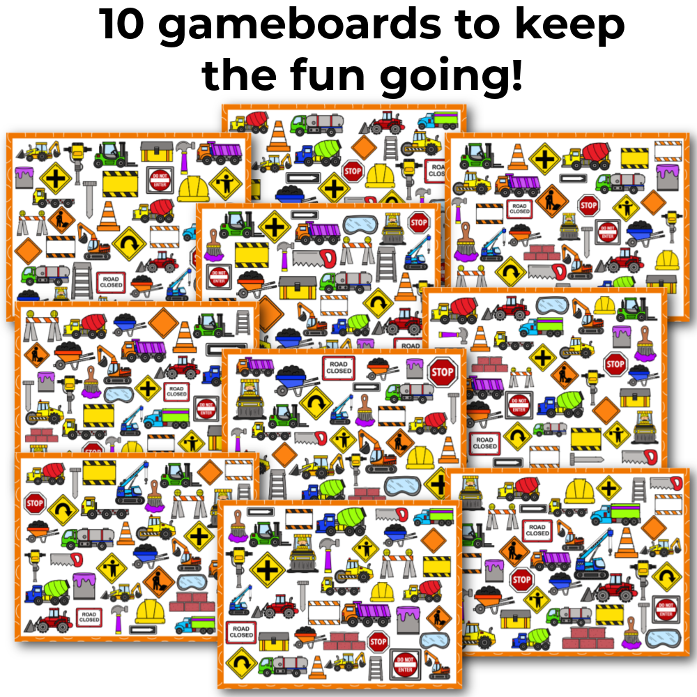 Construction Theme I Spy 'Flip' Board Game