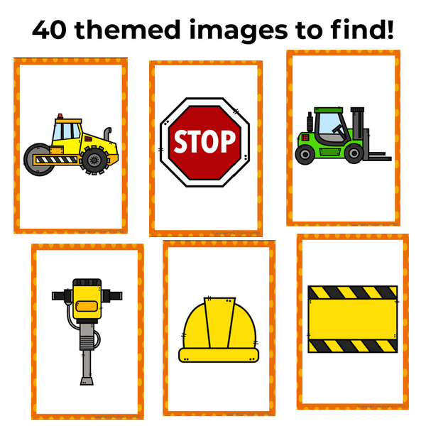 Construction Theme I Spy 'Flip' Board Game