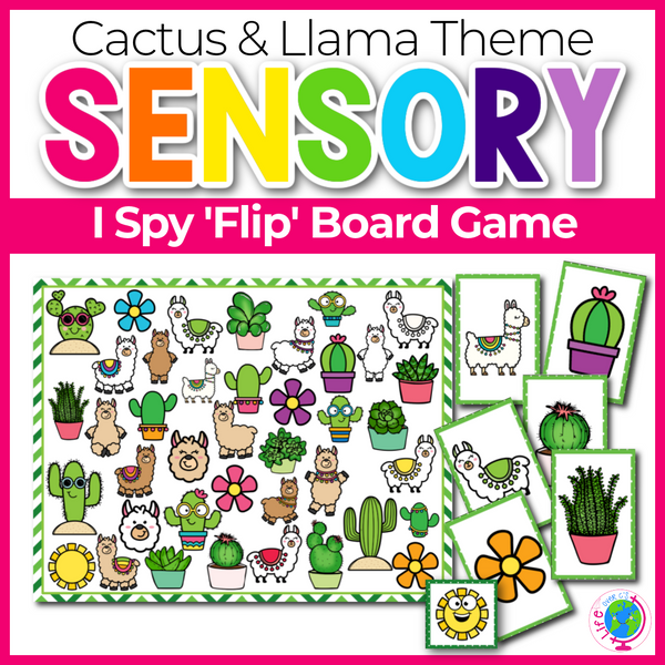 Cactus and Llama Theme I Spy 'Flip' Board Game