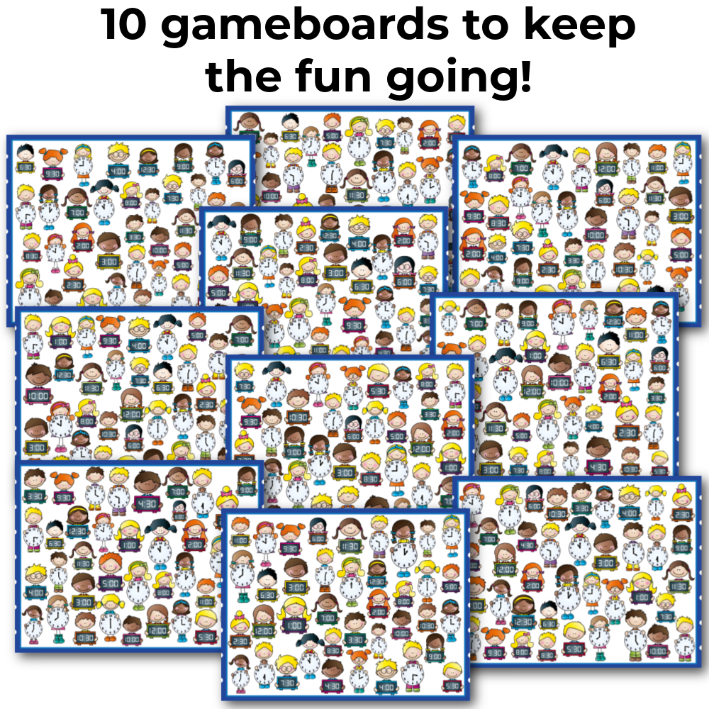 Telling Time Theme I Spy 'Flip' Board Game