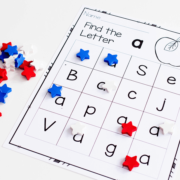 Use mini erasers with these free printable alphabet grids for letter recognition.