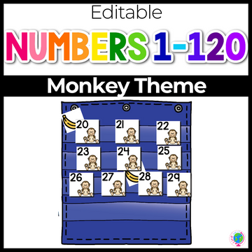 Numbers 0-120 Hide & Seek Pocket Chart Cards | Zoo Theme