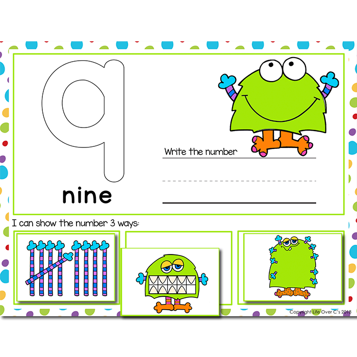 Silly Monster Number Recognition Mats | Ten-frames, Array, Tally Marks