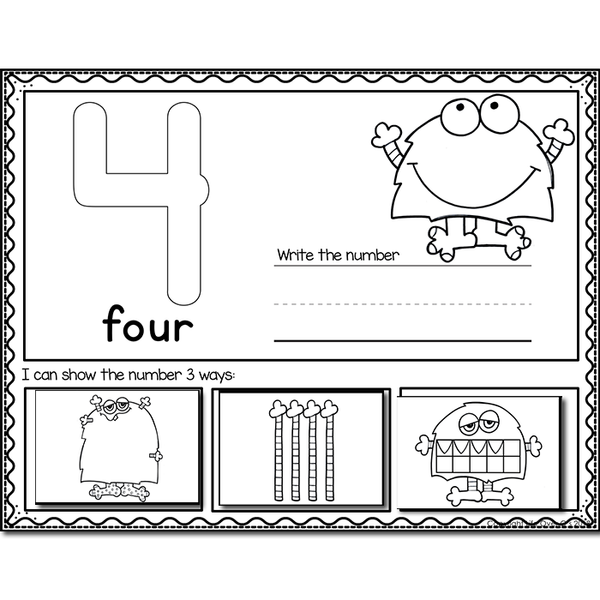 Silly Monster Number Recognition Mats | Ten-frames, Array, Tally Marks