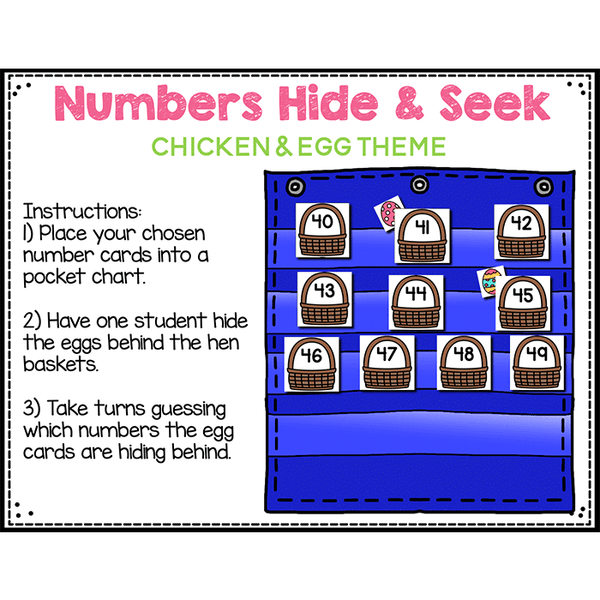 Numbers 0-120 Hide & Seek Pocket Chart Cards | Easter Theme