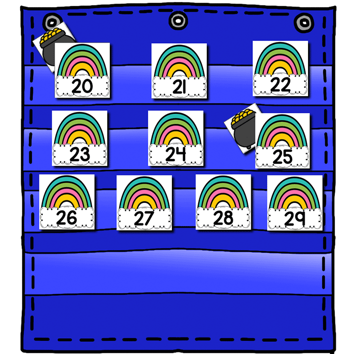 Numbers 0-120 Hide & Seek Pocket Chart Cards | Rainbow Theme