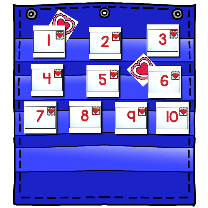 Numbers 0-120 Hide & Seek Pocket Chart Cards | Valentine Theme