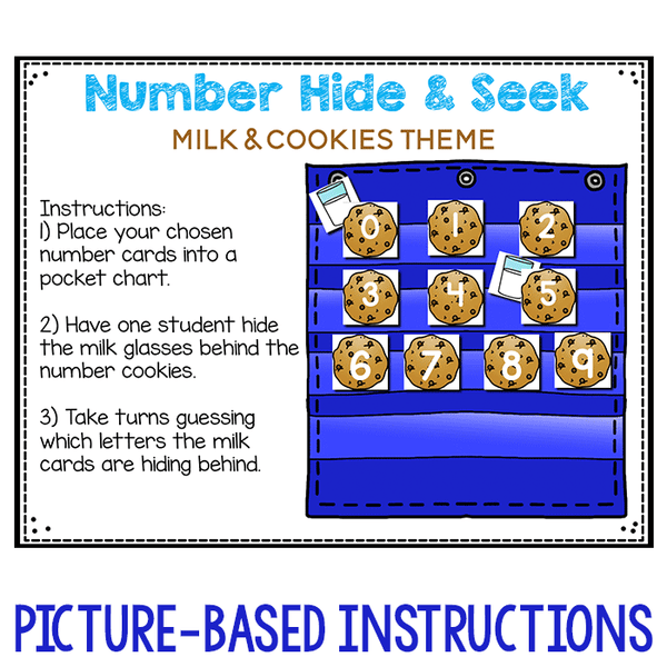 Numbers 0-120 Hide & Seek Pocket Chart Cards | Milk and Cookies Theme