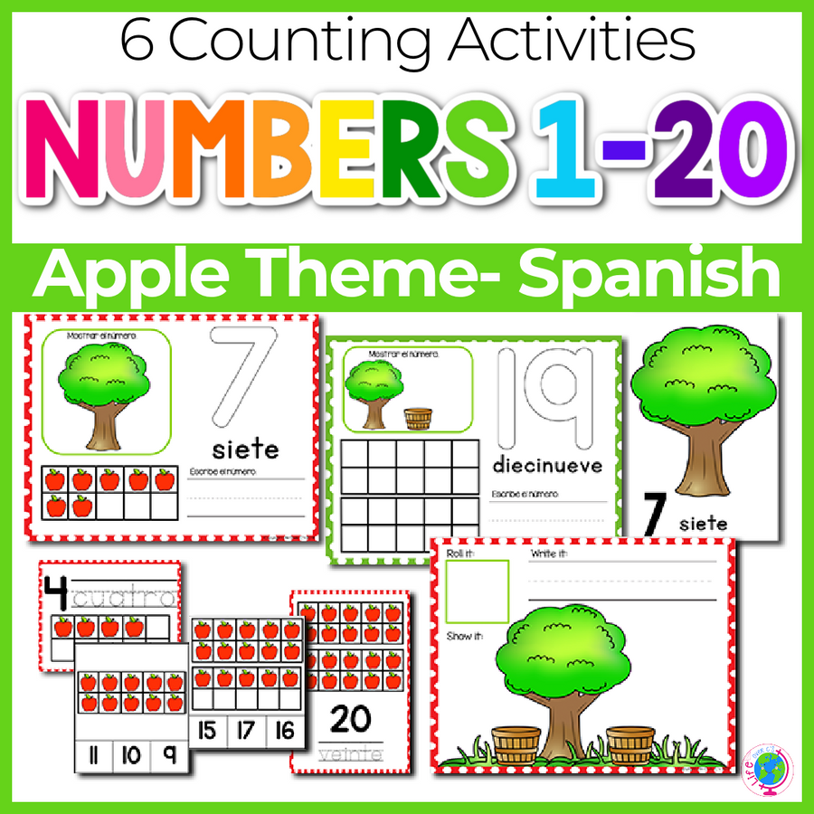 Apple Theme Numbers 1-20 SPANISH