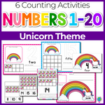 Unicorn Theme Numbers 1-20 Counting Activities | Counting to 20 | Math Centers