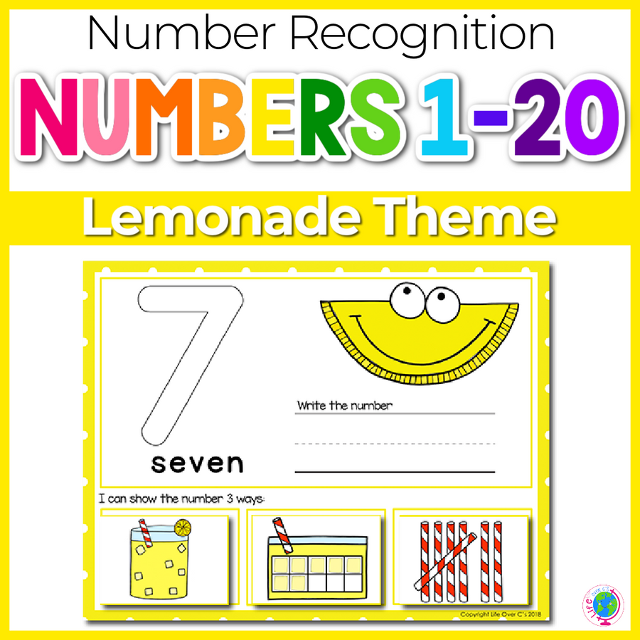 1-20 Lemonade Number Recognition Mats