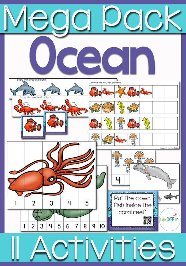 Kids will love learning about the ocean with this ocean preschool pack! Counting, matching, patterns, and much more! Great for an Ocean Theme.