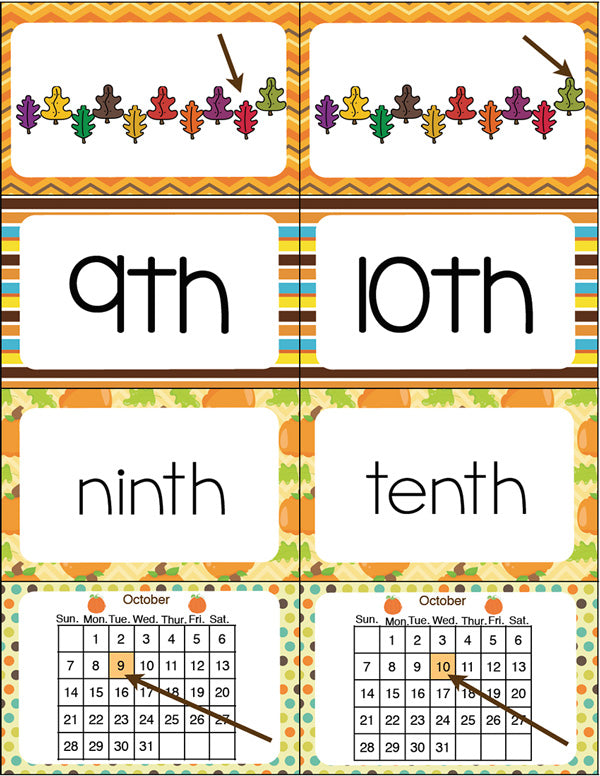 Ordinal Number Card Games: 1st-10th October Theme