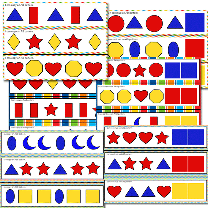 2D Shapes Pattern Pack for Math Centers