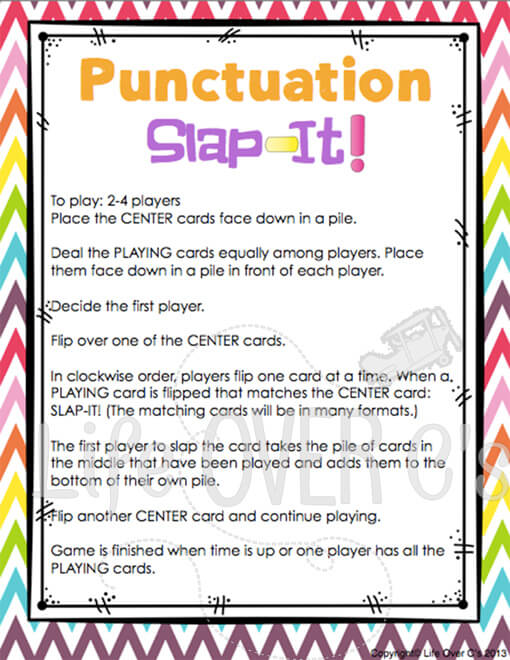 This punctuation card game is a great way to get kids excited about grammar! Fast paced, engaging and lots of opportunities for review!