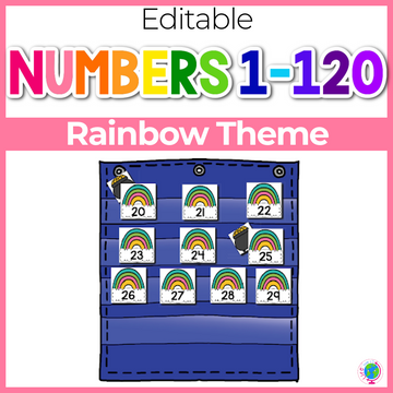 Numbers 0-120 Hide & Seek Pocket Chart Cards | Rainbow Theme