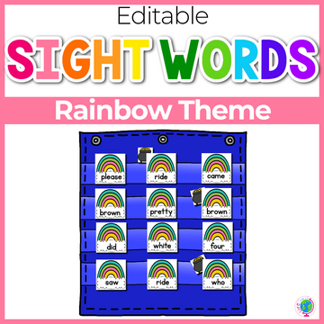 Sight Word Editable Hide & Seek Pocket Chart Cards | Rainbow Theme