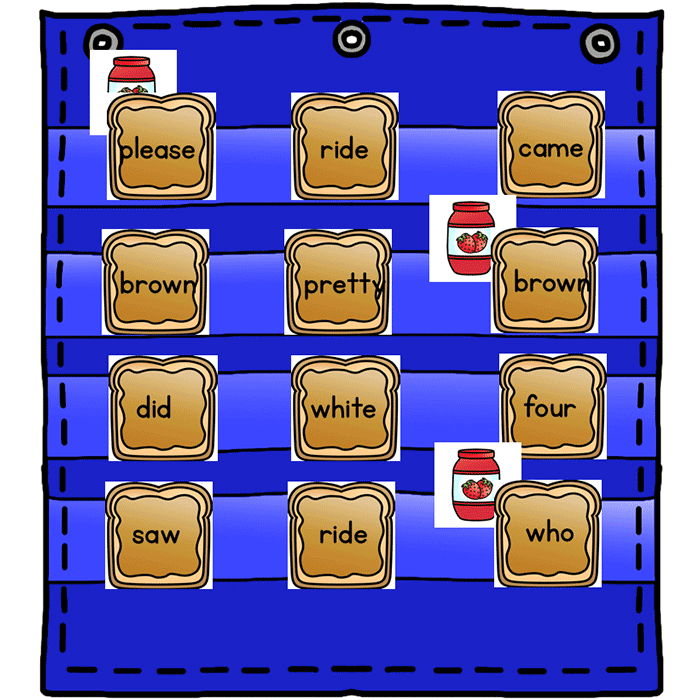 Sight Word Hide & Seek Pocket Chart Cards | Peanut Butter and Jelly