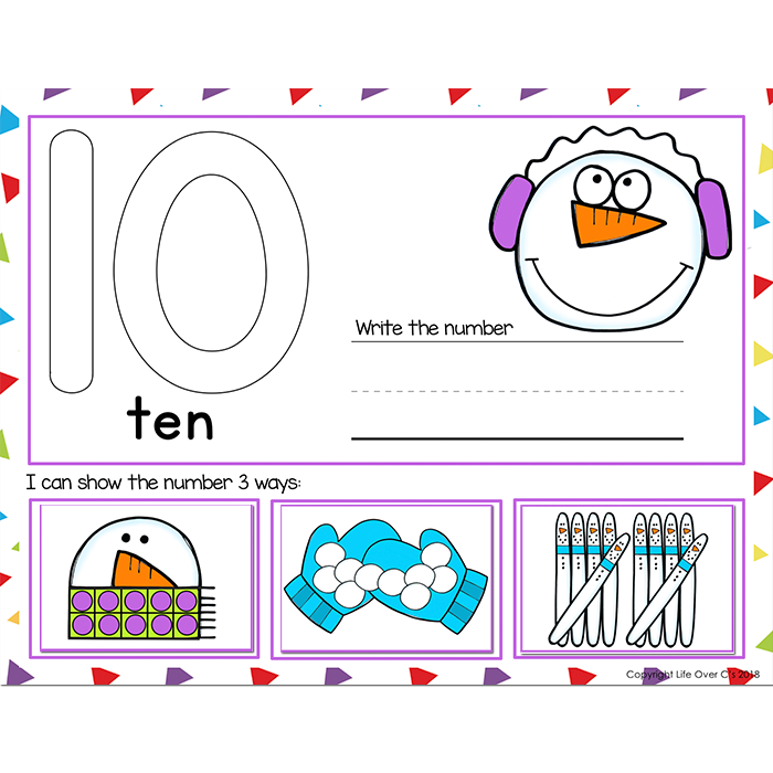 1-20 Winter Snowman Number Recognition Mats | Ten-frames, Array, Tally Marks