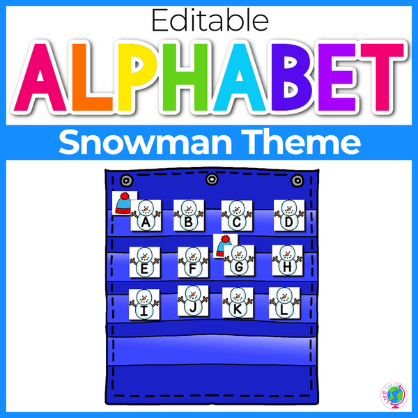 Alphabet Hide & Seek Pocket Chart Cards | Snowman Theme