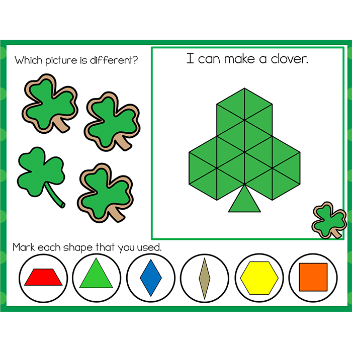 Fine Motor Mats for St. Patrick's Day | Pattern Blocks