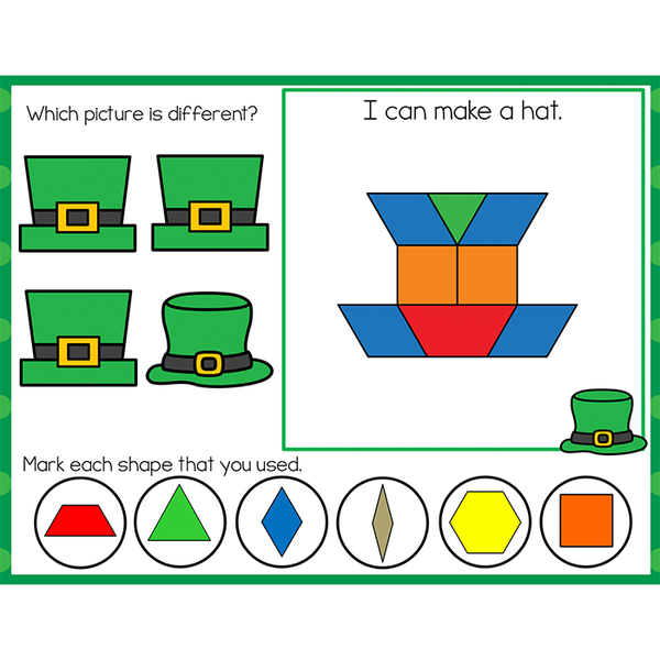 Fine Motor Mats for St. Patrick's Day | Pattern Blocks
