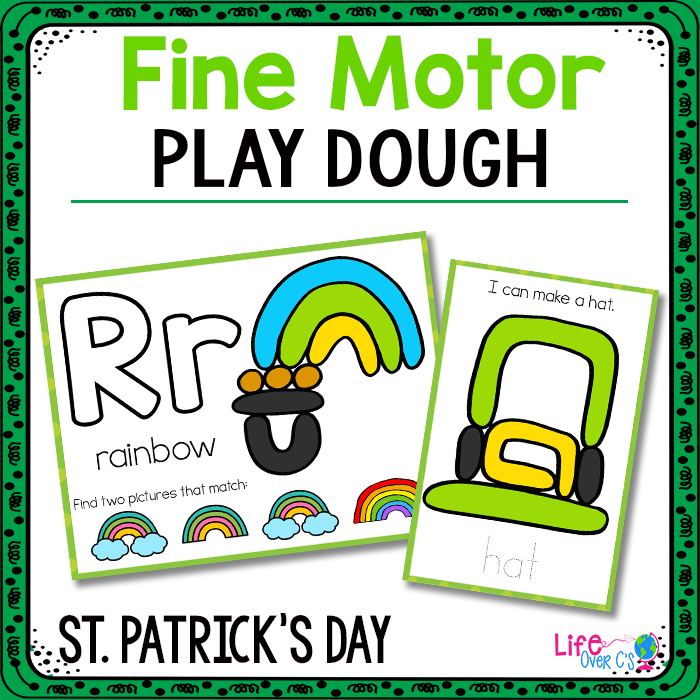 Play Dough Fine Motor Mats for St. Patrick's Day