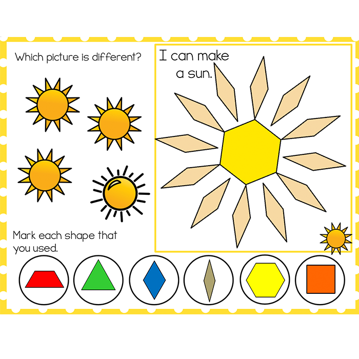 Fine Motor Mats for Summer | Pattern Blocks