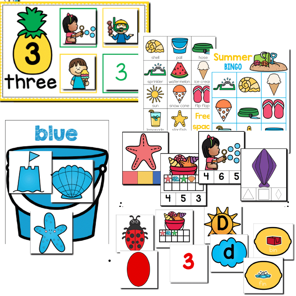 Preschool/ Pre-k Math & Literacy Centers | Summer Theme Sale