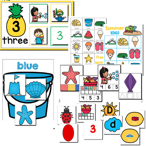 Preschool/ Pre-k Math & Literacy Centers | Summer Theme Sale